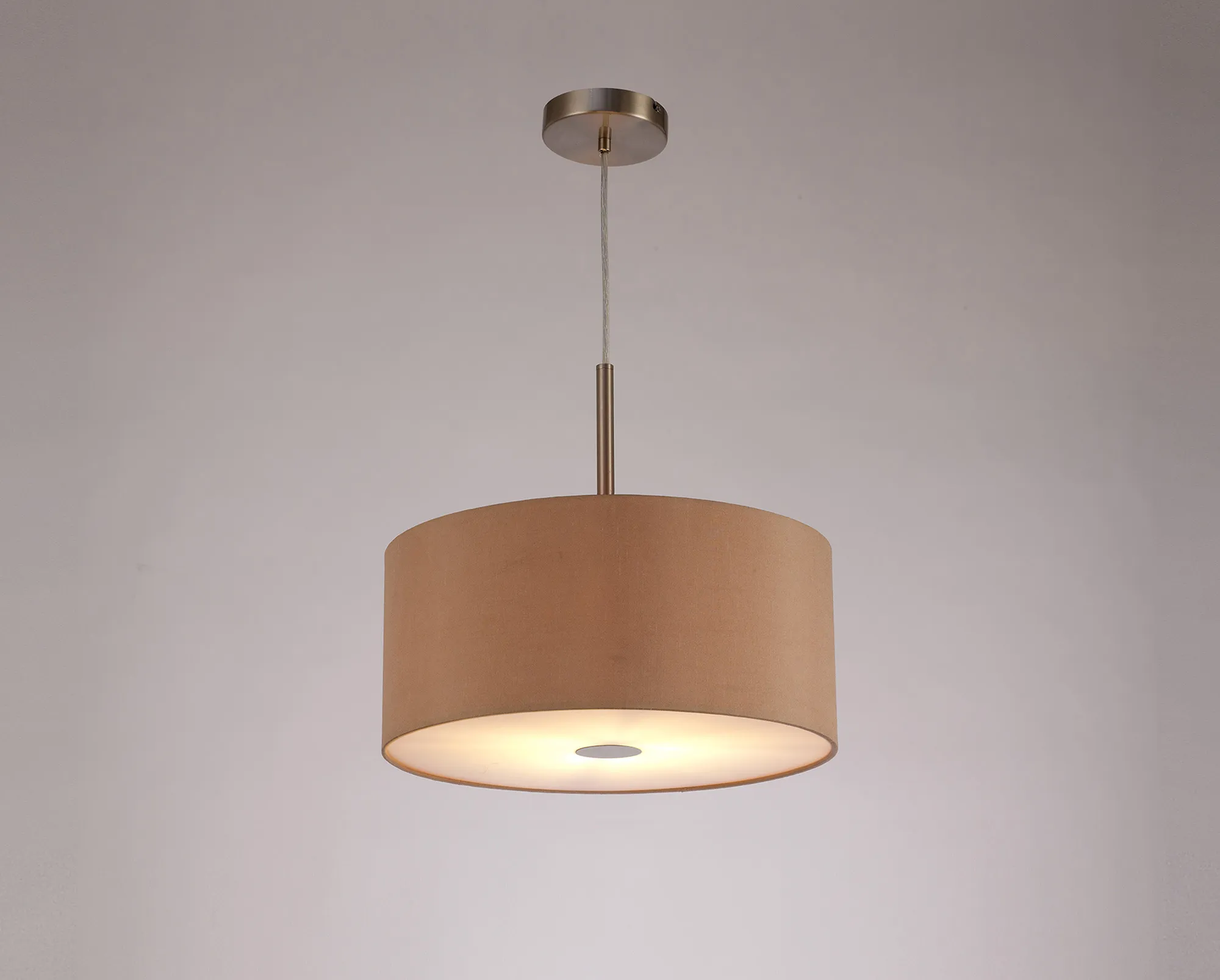 Baymont 40cm Pendant 1 Light Satin Nickel, Antique Gold/Ruby, Frosted Diffuser DK0300  Deco Baymont SN AG